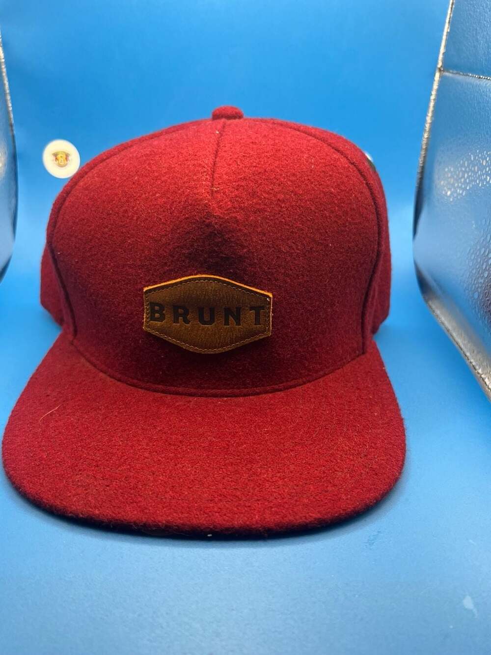3 BRUNT Workwear Snapback Hats / Flat Brim Wool Leather Patch & Perforated